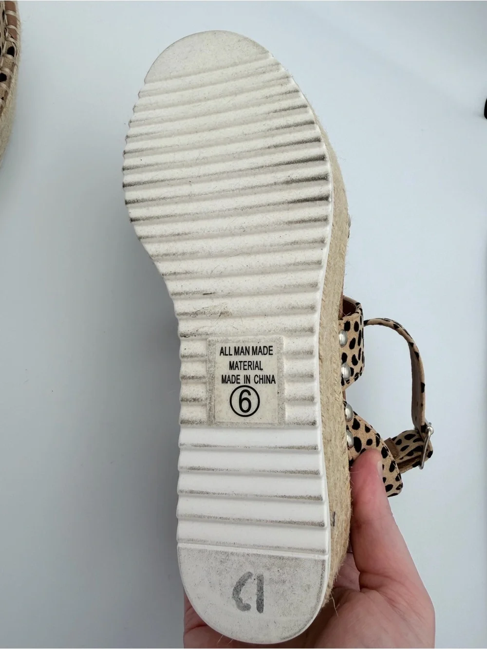 Cheetah Espadrille Flatform Sandal Ankle Strap Platform Wedge Soda Size 6 Beach